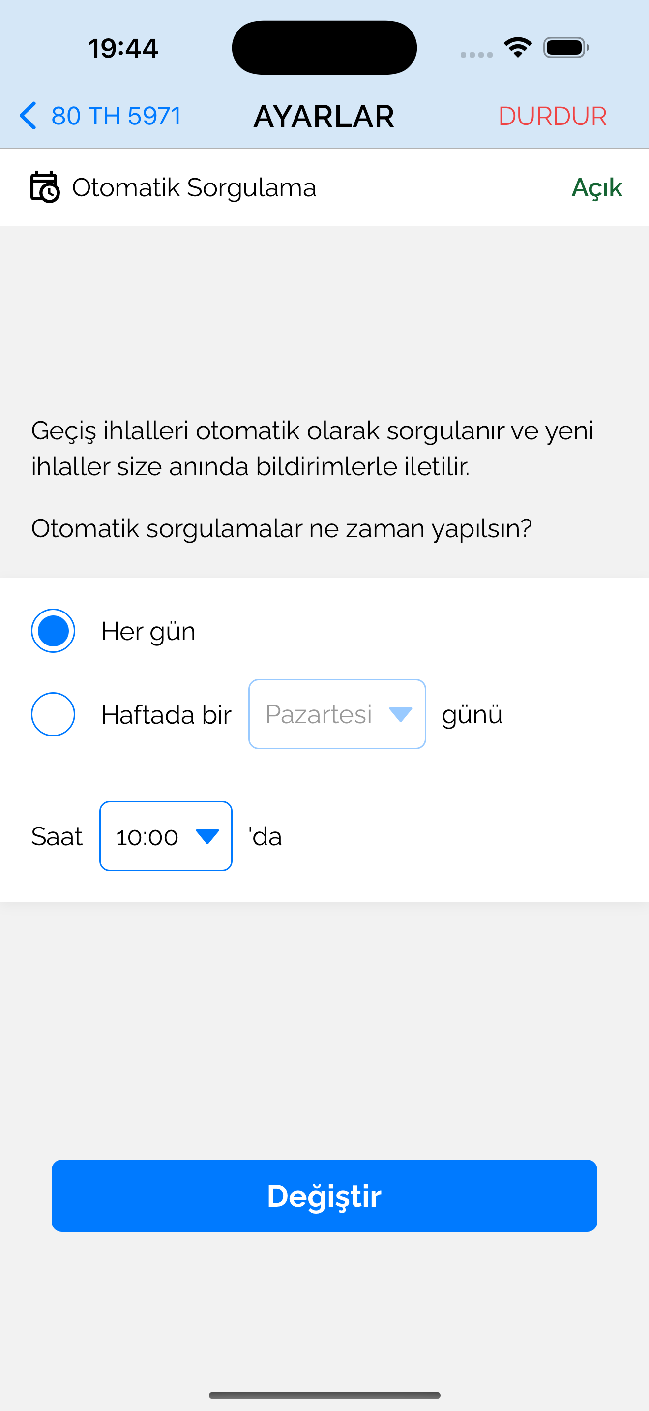 Otomatik sorgula, takipte kal